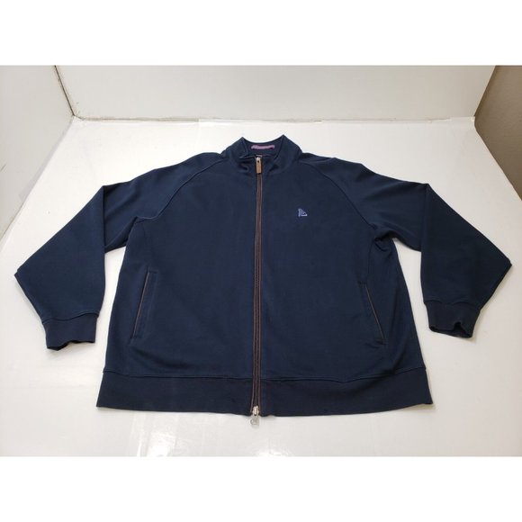 Martin Mens Jacket Full Zip Mock Neck Long Sleeve Slash Pockets Blue Size XL - Picture 1 of 11